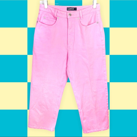 Vintage 90s  Bubble Gum Barbie Pink High Waisted Baggy Tapered Y2K Mom Jeans 8 - Picture 8 of 8